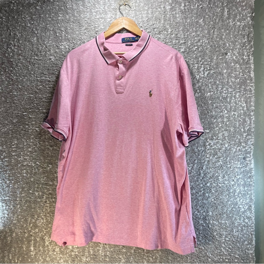 Polo Ralph Lauren Classic Fit Men Pink Short Sleeve Polo Shirt  XXL 100% Cotton.